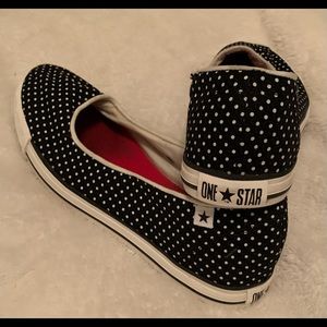 Converse One Star polka dot slip on flats